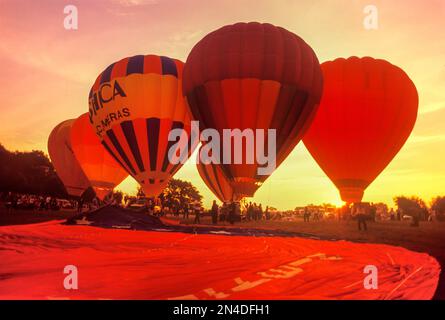 1988 HISTORICAL GROUP OF HOT AIR BALLOONS Stock Photo