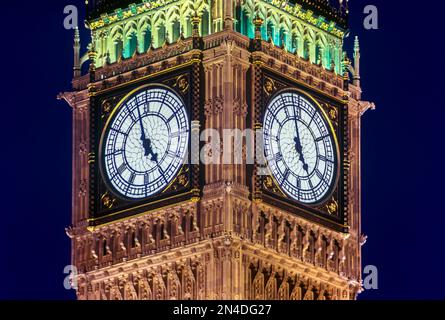 CLOCK FACES BIG BEN HOUSES OF PARLIAMENT LONDON ENGLAND UK Stock Photo