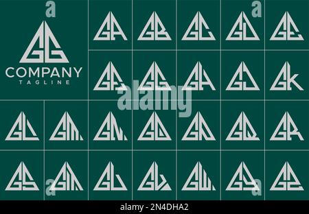 Modern triangle letter G logo design template set. Simple line G initial logo. Stock Vector