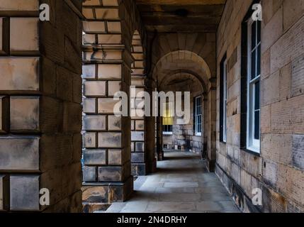 Covered archway or corridor at Court of Session building, Parliament Square, Edinburgh, Scotland, UK Stock Photo