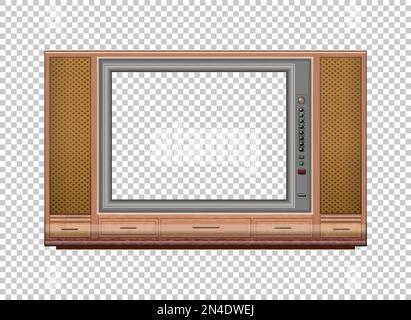 retro TV mock up isolated on transparent grid Stock Vector