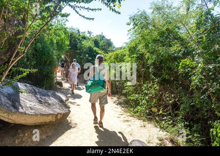 Walking track to beaches at The Baths National Park, Virgin Gorda, The British Virgin Islands (BVI), Lesser Antilles, Caribbean Stock Photo