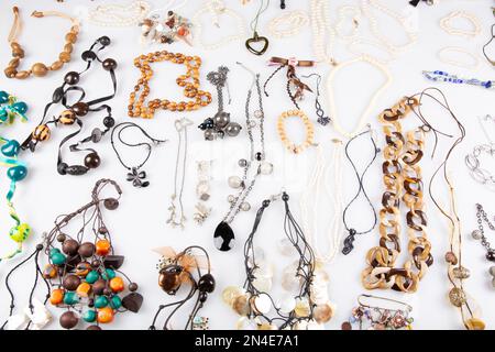 set of several hand made jewelry necklaces Stock Photo