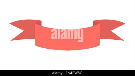 Vector blank red ribbon for holidays decoration. Curved banner illustration for card, invitation, design. Bright information sign board or bend tape i Stock Vector