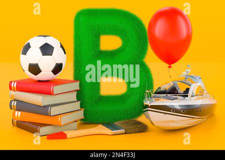 Colored, Fluffy, Hairy Letter B. 3D Rendering Isolated On White ...