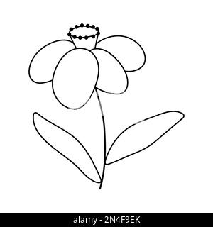 Vector black and white narcissus icon. First blooming daffodil plant outline illustration. Floral clip art or coloring page. Cute line spring flower i Stock Vector