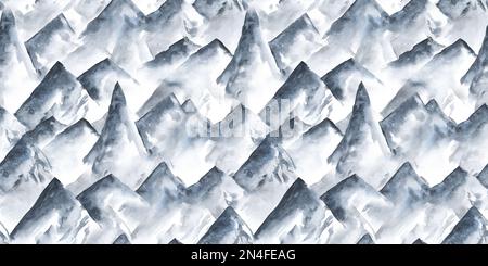 Abstract seamless pattern repeating watercolour . hand drawn template wallpaper print. Like mountains landscape in the sky. Monochrome colour wrap. Stock Photo