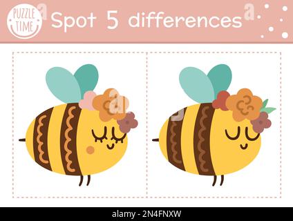 Find differences game for children. Woodland educational activity with ...