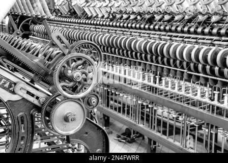 Working condition mill machinery at The Bradford Industrial Museum, Eccleshill, Bradford,West Yorkshire. Stock Photo