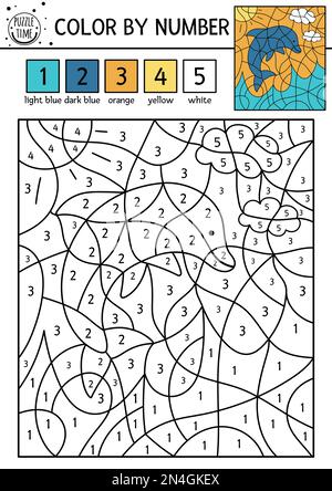 Color by number game for kids. Coloring page with a cute bee. Printable ...
