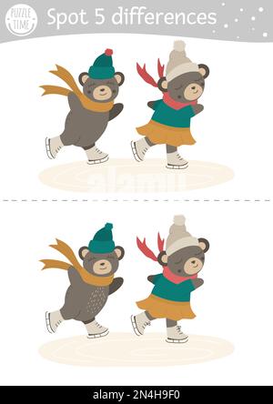 differences educational game for kids with bears and hedgehogs Stock ...