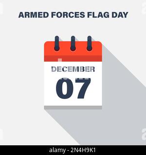 Armed Forces Flag Day, December 07, Calendar icon. Date. Stock Vector