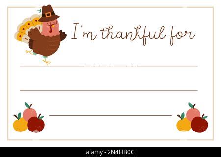 Vector Thanksgiving card. Im thankful for horizontal letter template ...