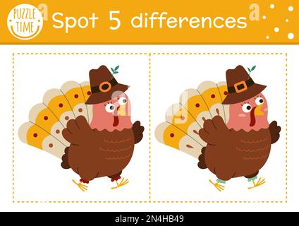 Thanksgiving Pilgrim Hat Find The Differences Stock Vector Image & Art ...