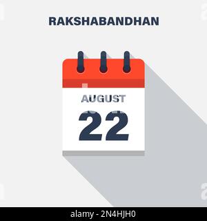 Rakshabandhan, August 22, calendar icon. Date. Stock Vector