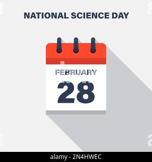National Science Day, February 28, calendar icon. Date. Stock Vector