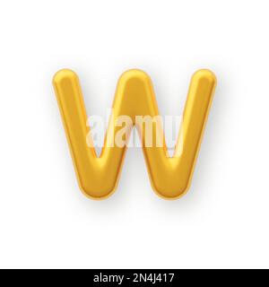 3D Gold uppercase letter W on a white background . Stock Vector