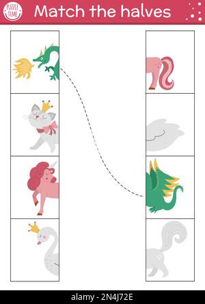 Connect the halves worksheet. Matching game for preschool children with ...
