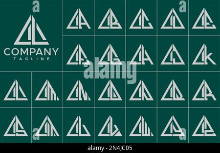 Modern triangle letter L logo design template set. Simple line L initial logo. Stock Vector