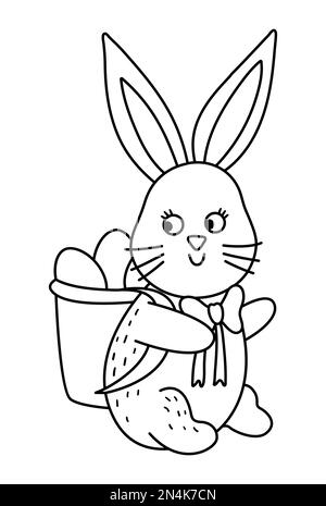 Bunny Carrying Easter Egg Coloring Illustration Stock Vector Image ...