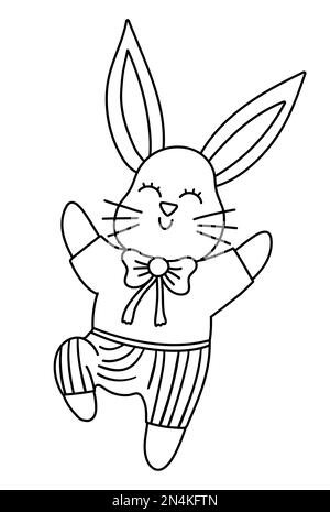 Jumping Rabbit Isolated Coloring Page for Kids Stock Vector Image & Art ...