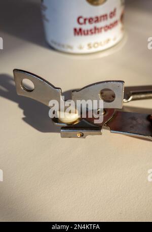 Close up of vintage manual can opener, USA Stock Photo