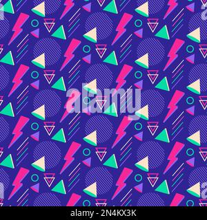 Bright design of the 90s in the style of Memphis. Seamless pattern. Stock Vector