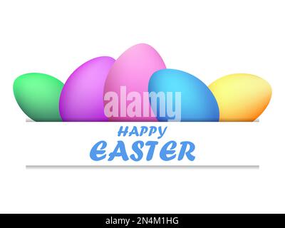 Happy easter. Multi-colored painted Easter eggs isolated on a white background. Christ is risen, Christian religious holiday. Design for postcard, gre Stock Vector