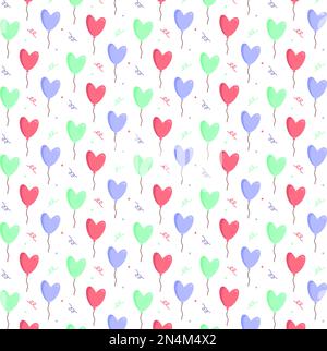 Pattern color balloons. Happy Valentine's Day. White background. Vector illustration Stock Vector