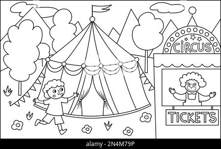 Scene with clown at the carnival on white background illustration Stock ...