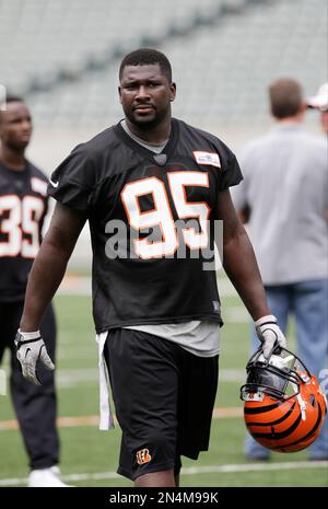 Cincinnati Bengals defensive end Wallace Gilberry warms up before an NFL  football game against the Chicago Bears Sunday, Sept. 8, 2013, in Chicago.  (AP Photo/Charles Rex Arbogast Stock Photo - Alamy