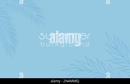 Realistic transparent shadow from a leaf of a palm tree on the blue background. Tropical leaves shadow. Vector illustration EPS10 Stock Vector