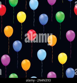 Rainbow balloons seamless pattern. Vector illustration. Stock Vector