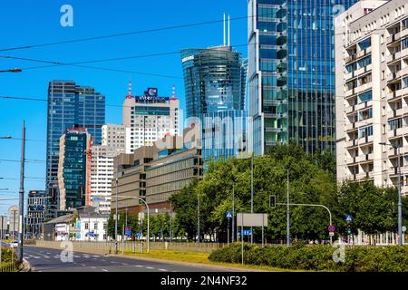 Warsaw, Poland - July 3, 2022: Fabryka Norblina office and retail redevelopment complex at Prosta street within the scenery of Wola business district Stock Photo