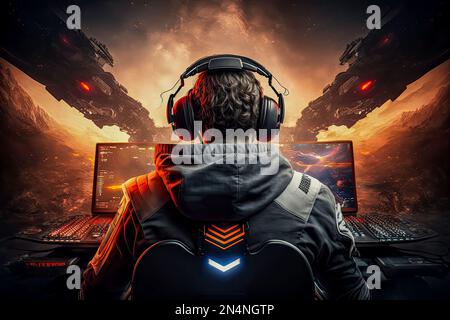 Professional eSports gamer in front of pc playing games Stock Photo - Alamy