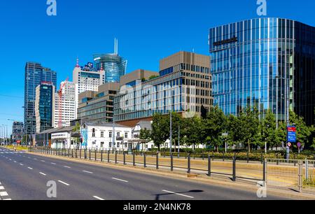 Warsaw, Poland - July 3, 2022: Fabryka Norblina office and retail redevelopment complex at Prosta street within the scenery of Wola business district Stock Photo