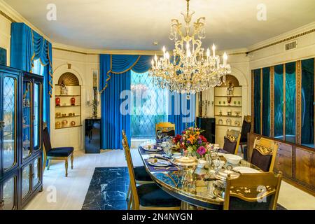 The Dining Room at Graceland, the home of Elvis Presley in Memphis, Tennessee. Stock Photo