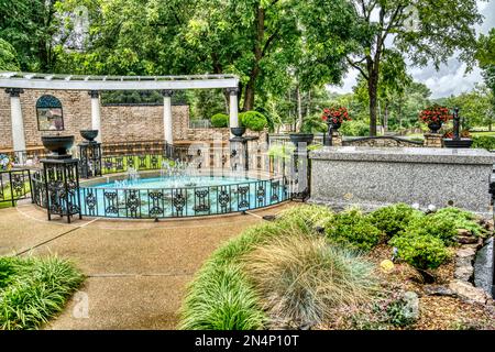 The Meditation Garden and burial site at Graceland, the home of Elvis Presley in Memphis, Tennessee. Stock Photo