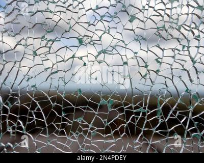 Useful texture overlay. A broken glass on. with many sharp shards. Useful texture overlay for background.  Stock Photo