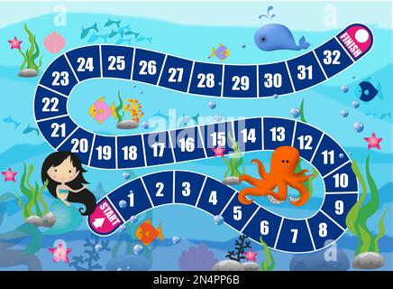 Bright illustration for children's board game. Playtime Stock Photo