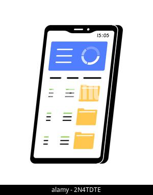 File management cartoon smartphone interface vector templates set Stock ...