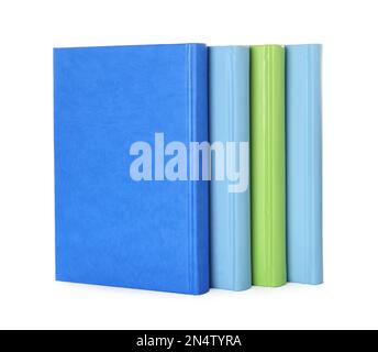 New colorful hardcover books on white background Stock Photo