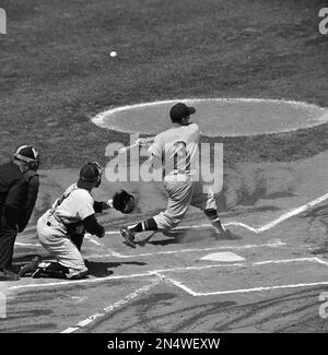 Washington Senators Harmon Killebrew swings the bat as Yankees catcher Yogi  Berra waits, at New York's Yankee Stadium, May 8, 1959. (AP Photo/Matty  Zimmerman Stock Photo - Alamy