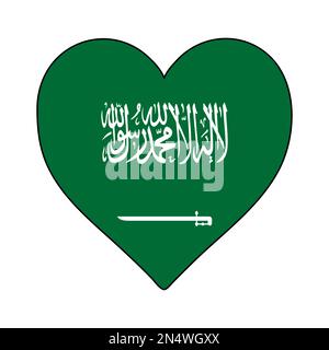 Saudi Arabia Heart Shape Flag. Love Saudi Arabia. Visit Saudi Arabia. Middle East. Western Asia. Asia. Vector Illustration Graphic Design. Stock Vector