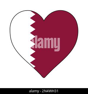 Qatar Heart Shape Flag. Love Qatar. Visit Qatar. Middle East. Western Asia. Asia. Vector Illustration Graphic Design. Stock Vector