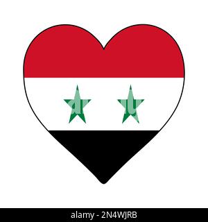 Syria Heart Shape Flag. Love Syria. Visit Syria. Middle East. Western Asia. Asia. Vector Illustration Graphic Design. Stock Vector