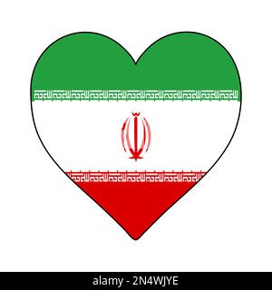 Iran Heart Shape Flag. Love Iran. Visit Iran. Middle East. Western Asia. Asia. Vector Illustration Graphic Design. Stock Vector