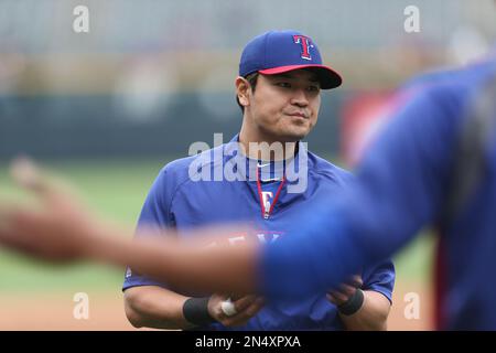 Texas Rangers outfielder Shin-Soo Choo (17) during game against the New  York Mets at Citi Field in Queens, New York, August 9, 2017. Rangers  defeated Mets 5-1. (Tomasso DeRosa via AP Stock Photo - Alamy