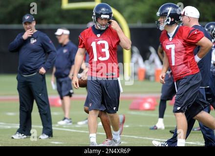 Houston Texans quarterback Case Keenum passes the ball during the NFL  football team's training camp Thursday, July 27, 2023, in Houston. (AP  Photo/Michael Wyke Stock Photo - Alamy