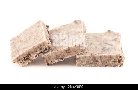 Piece of Cookies and Cream Fudge Isolated on a White Background Stock Photo